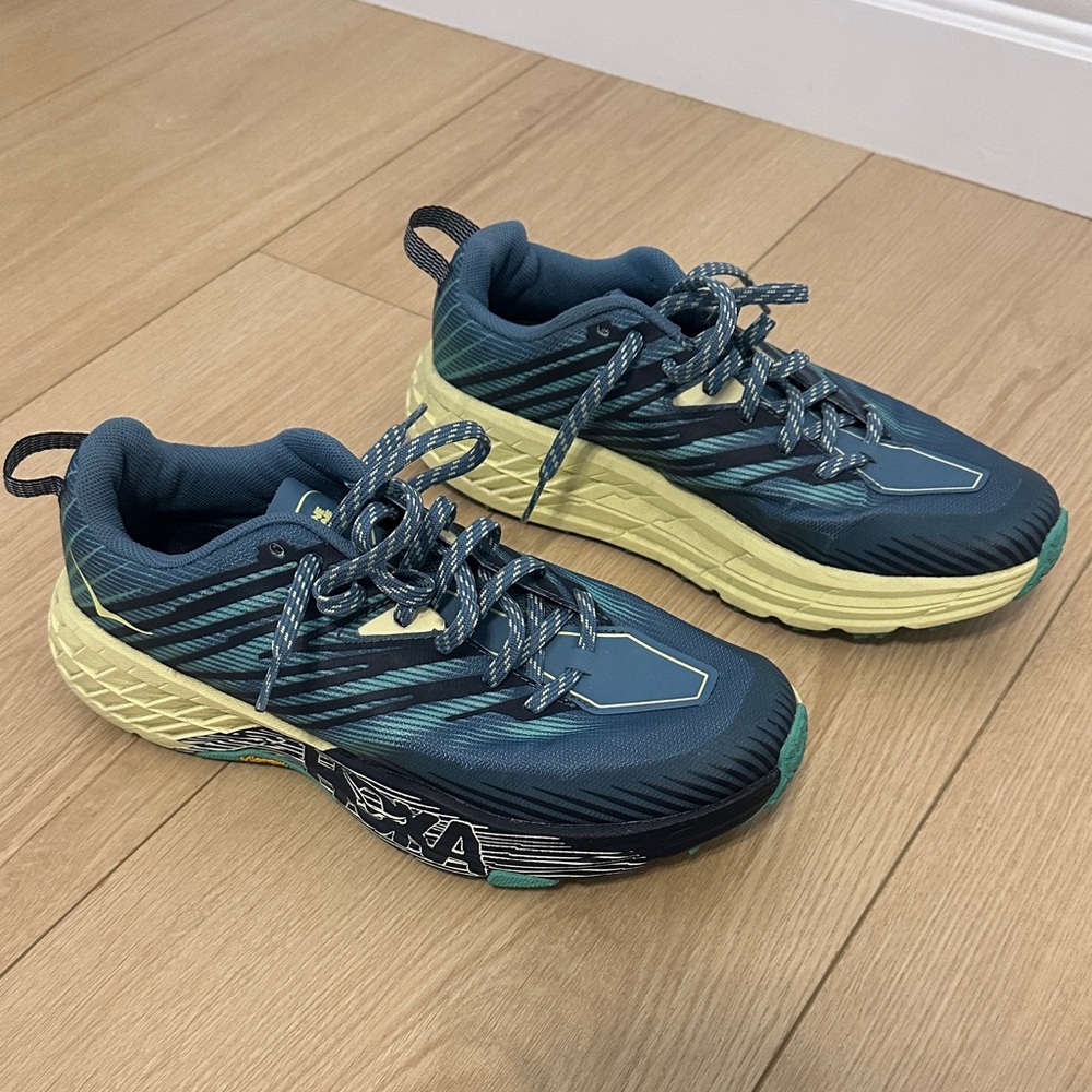 Hoka Men's Teal & Yellow Trail Running Shoes